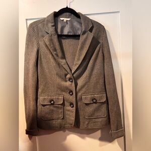 CAbi Charcoal Blazer with Ribbed Sleeves